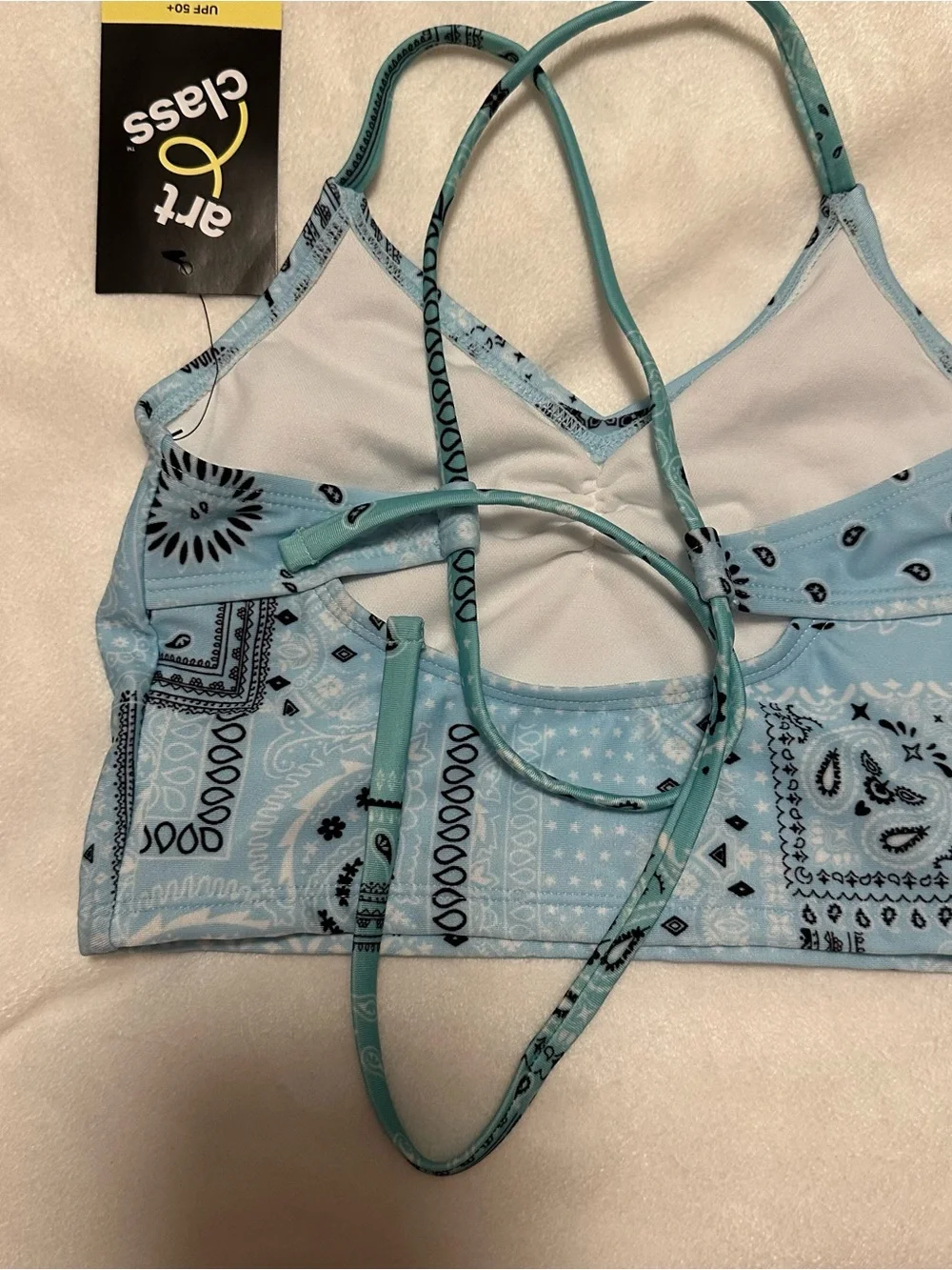 art class Light Blue Bandana-Print Strappy Swim Top